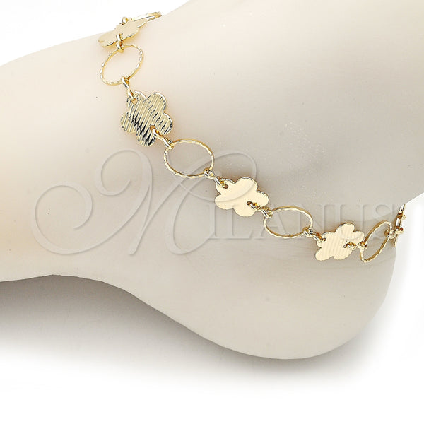 Gold Filled Anklet — Fancy Anklet Flower Design Diamond Cutting 5. 13 — alternate product view — SKU 153533 | Oro Laminado tobillera — elegante Anklet flor diseño Diamond Cutting 5. 13 — SKU 153533