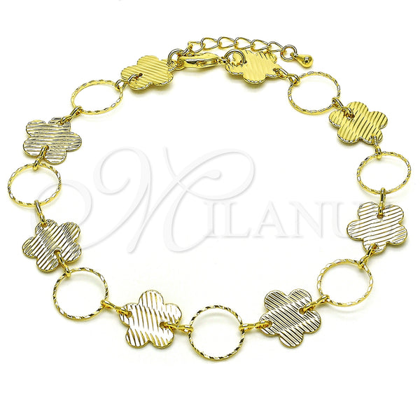 Gold Filled Anklet — Fancy Anklet Flower Design Diamond Cutting 5. 13 — main product view — SKU 153533 | Oro Laminado tobillera — elegante Anklet flor diseño Diamond Cutting 5. 13 — SKU 153533