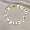 Oro Laminado Fancy Anklet, Gold Filled Style Flower Design, Polished, Golden Finish, 5.032.007.1.10 (13 MM Thickness, 10 Inches Length)