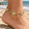 Oro Laminado Fancy Anklet, Gold Filled Style Heart Design, Diamond Cutting Finish, Golden Finish, 5.032.003.1.10 (19 MM Thickness, 10 Inches Length)