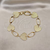 Oro Laminado Fancy Anklet, Gold Filled Style Heart Design, Diamond Cutting Finish, Golden Finish, 5.032.003.1.10 (19 MM Thickness, 10 Inches Length)