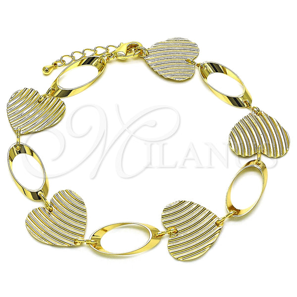 Gold Filled Anklet — Fancy Anklet Heart Design Diamond Cutting 5. 19 — main product view — SKU 153535 | Oro Laminado tobillera — elegante Anklet corazón diseño Diamond Cutting 5. 19 — SKU 153535