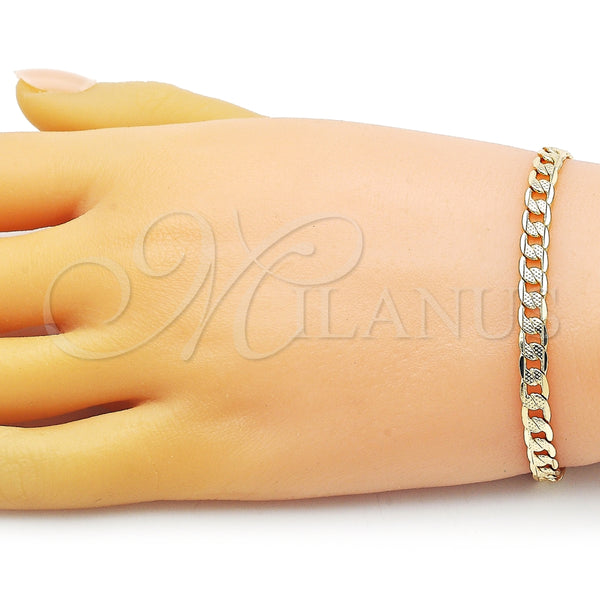 Gold Filled Bracelet — Basic Bracelet Pave Cuban Design Diamond Cutting 04.63. — alternate product view — SKU 153538 | Oro Laminado brazalete — básico Bracelet Pave Cuban diseño Diamond Cutting 04.63. — SKU 153538