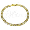 Oro Laminado Basic Bracelet, Gold Filled Style Pave Cuban Design, Diamond Cutting Finish, Golden Finish, 04.63.1423.08 (100 Gauge, Thickness, 8 Inches Length)
