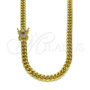 Gold Filled Necklace — Basic Necklace Miami Cuban Design with White Micro — main product view — SKU 153539 | Oro Laminado collar — básico Necklace Miami Cuban diseño with blanco Micro — SKU 153539