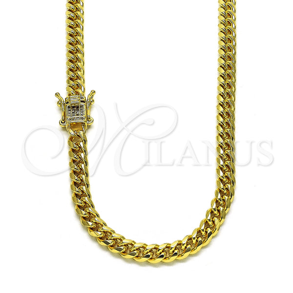 Gold Filled Necklace — Basic Necklace Miami Cuban Design with White Micro — main product view — SKU 153539 | Oro Laminado collar — básico Necklace Miami Cuban diseño with blanco Micro — SKU 153539