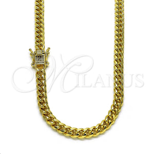 Gold Filled Necklace — Basic Necklace Miami Cuban Design with White Micro — main product view — SKU 153540 | Oro Laminado collar — básico Necklace Miami Cuban diseño with blanco Micro — SKU 153540