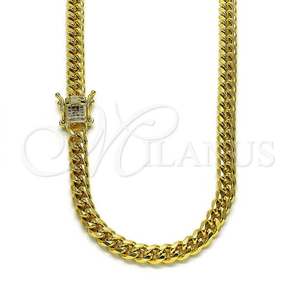Gold Filled Necklace — Basic Necklace Miami Cuban Design with White Micro — main product view — SKU 153541 | Oro Laminado collar — básico Necklace Miami Cuban diseño with blanco Micro — SKU 153541
