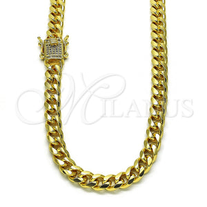 Gold Filled Necklace — Basic Necklace Miami Cuban Design with White Micro — main product view — SKU 153543 | Oro Laminado collar — básico Necklace Miami Cuban diseño with blanco Micro — SKU 153543
