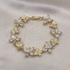 Oro Laminado Fancy Bracelet, Gold Filled Style Butterfly Design, with White Cubic Zirconia, Polished, Golden Finish, 03.284.0028.08 (17 MM Thickness, 8 Inches Length)