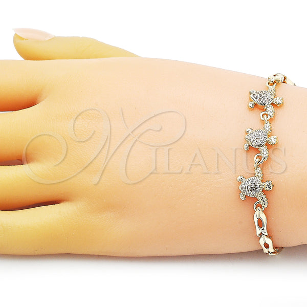 Gold Filled Bracelet — Fancy Bracelet Turtle Design with White Micro Pave — alternate product view — SKU 153549 | Oro Laminado brazalete — elegante Bracelet Turtle diseño with blanco Micro Pave — SKU 153549