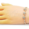 Oro Laminado Fancy Bracelet, Gold Filled Style Turtle Design, with White Micro Pave, Polished, Golden Finish, 03.284.0029.07 (04 MM Thickness, 7 Inches Length)