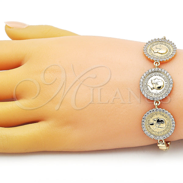 Gold Filled Bracelet — Fancy Bracelet with White Micro Pave Polished 03. — alternate product view — SKU 153550 | Oro Laminado brazalete — elegante Bracelet with blanco Micro Pave pulido 03. — SKU 153550