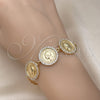 Oro Laminado Fancy Bracelet, Gold Filled Style with White Micro Pave, Polished, Golden Finish, 03.284.0030.08 (05 MM Thickness, 8 Inches Length)