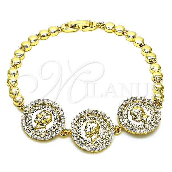 Gold Filled Bracelet — Fancy Bracelet with White Micro Pave Polished 03. — main product view — SKU 153550 | Oro Laminado brazalete — elegante Bracelet with blanco Micro Pave pulido 03. — SKU 153550
