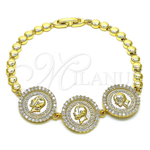 Gold Filled Bracelet — Fancy Bracelet with White Micro Pave Polished 03. — main product view — SKU 153550 | Oro Laminado brazalete — elegante Bracelet with blanco Micro Pave pulido 03. — SKU 153550