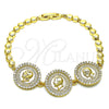 Oro Laminado Fancy Bracelet, Gold Filled Style with White Micro Pave, Polished, Golden Finish, 03.284.0030.08 (05 MM Thickness, 8 Inches Length)