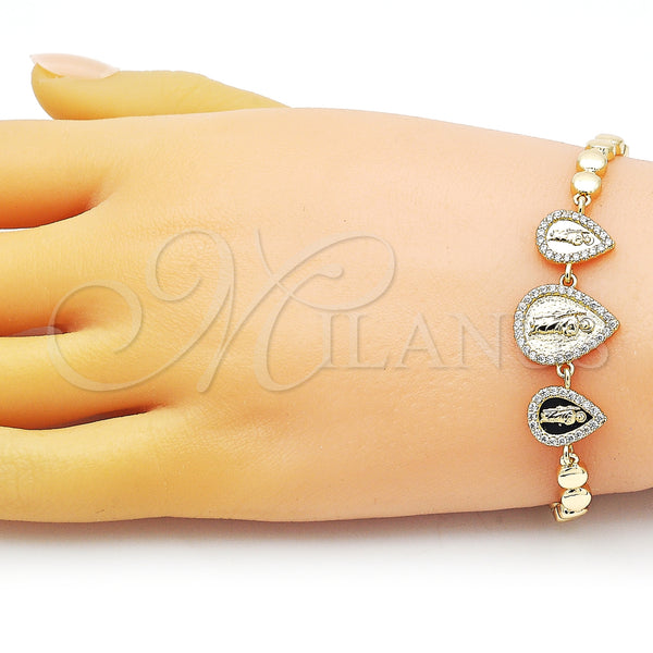 Gold Filled Bracelet — Fancy Bracelet Teardrop and San Judas Design with — alternate product view — SKU 153551 | Oro Laminado brazalete — elegante Bracelet Teardrop and San Judas diseño with — SKU 153551