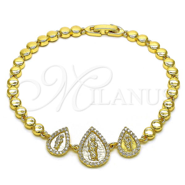 Gold Filled Bracelet — Fancy Bracelet Teardrop and San Judas Design with — main product view — SKU 153551 | Oro Laminado brazalete — elegante Bracelet Teardrop and San Judas diseño with — SKU 153551