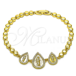 Gold Filled Bracelet — Fancy Bracelet Teardrop and San Judas Design with — main product view — SKU 153551 | Oro Laminado brazalete — elegante Bracelet Teardrop and San Judas diseño with — SKU 153551
