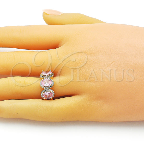 Gold Filled Ring — Multi Stone Ring with Pink Cubic Zirconia and — alternate product view — SKU 153568 | Oro Laminado anillo — Multi Stone Ring with Pink Cubic Zirconia and — SKU 153568