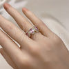 Oro Laminado Multi Stone Ring, Gold Filled Style with Pink Cubic Zirconia and White Micro Pave, Polished, Golden Finish, 01.284.0089 (One size fits all)