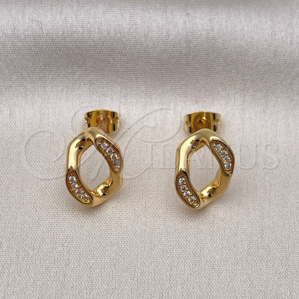 Gold Filled Ring — Stud Earring Twist Design with White Micro Pave — alternate product view — SKU 153574 | Oro Laminado anillo — Stud Earring Twist diseño with blanco Micro Pave — SKU 153574