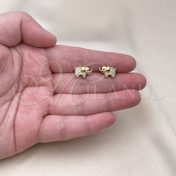 Gold Filled Ring — Stud Earring Elephant Design with White and Ruby — alternate product view — SKU 153580 | Oro Laminado anillo — Stud Earring Elephant diseño with blanco and Ruby — SKU 153580