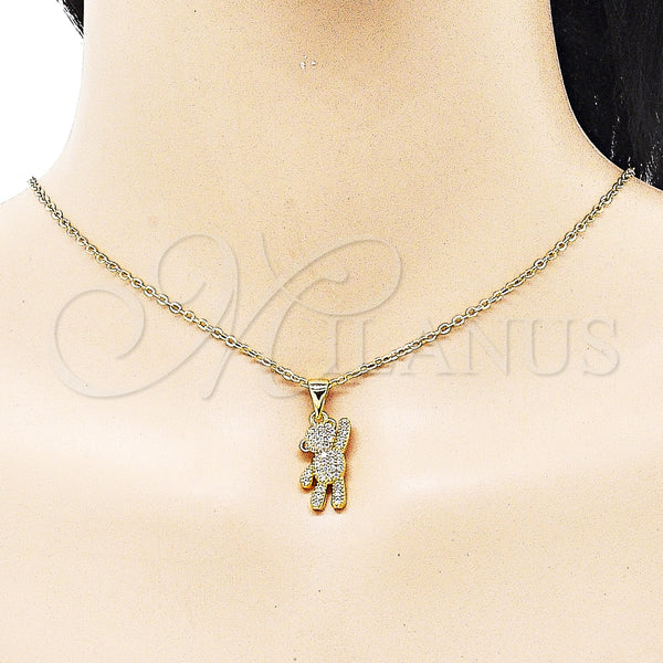 Gold Filled Pendant — Fancy Pendant Teddy Bear Design with White Micro — alternate product view — SKU 153585 | Oro Laminado dije — elegante Pendant Teddy Bear diseño with blanco Micro — SKU 153585