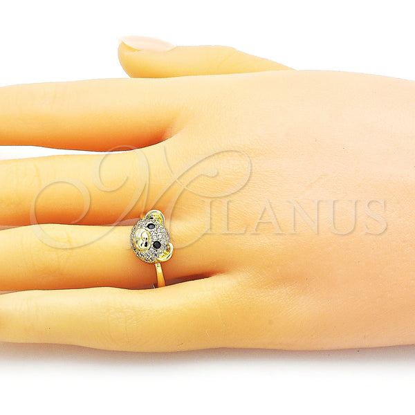 Gold Filled Ring — Multi Stone Ring Teddy Bear Design with White — alternate product view — SKU 153588 | Oro Laminado anillo — Multi Stone Ring Teddy Bear diseño with blanco — SKU 153588