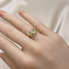 Oro Laminado Multi Stone Ring, Gold Filled Style Teddy Bear Design, with White Micro Pave and Black Cubic Zirconia, Polished, Golden Finish, 01.341.0114 (One size fits all)