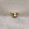 Oro Laminado Multi Stone Ring, Gold Filled Style Teddy Bear Design, with White Micro Pave and Black Cubic Zirconia, Polished, Golden Finish, 01.341.0114 (One size fits all)