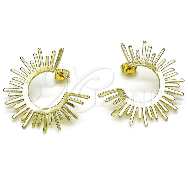 Oro Laminado Stud Earring, Gold Filled Style Polished, Golden Finish, 02.213.0547