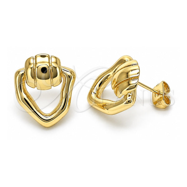 Oro Laminado Stud Earring, Gold Filled Style Polished, Golden Finish, 02.213.0548