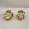 Oro Laminado Stud Earring, Gold Filled Style Twist Design, Polished, Golden Finish, 02.213.0549