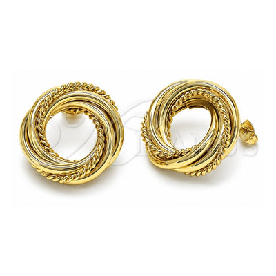 Oro Laminado Stud Earring, Gold Filled Style Twist Design, Polished, Golden Finish, 02.213.0549