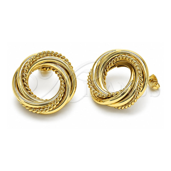 Oro Laminado Stud Earring, Gold Filled Style Twist Design, Polished, Golden Finish, 02.213.0549