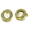 Oro Laminado Stud Earring, Gold Filled Style Twist Design, Polished, Golden Finish, 02.213.0549