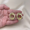 Oro Laminado Stud Earring, Gold Filled Style Hollow and Love Knot Design, Matte Finish, Golden Finish, 02.213.0550
