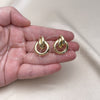 Oro Laminado Stud Earring, Gold Filled Style Chunky Design, Polished, Golden Finish, 02.213.0552