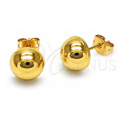 Oro Laminado Stud Earring, Gold Filled Style Ball Design, Polished, Golden Finish, 02.342.0272.1