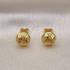 Oro Laminado Stud Earring, Gold Filled Style Diamond Cutting Finish, Golden Finish, 02.342.0273