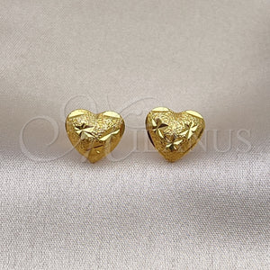 Gold Filled Ring — Stud Earring Heart and Flower Design Diamond Cutting — main product view — SKU 153621 | Oro Laminado anillo — Stud Earring corazón and flor diseño Diamond Cutting — SKU 153621