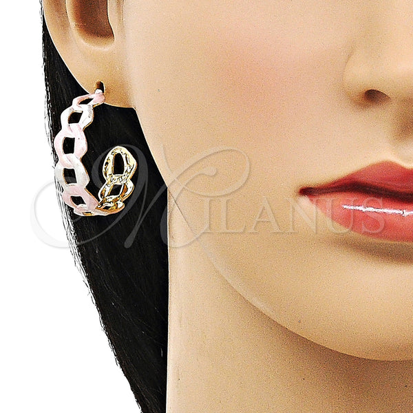 Gold Filled Hoop Earrings — Medium Hoop Polished Tricolor 02. — alternate product view — SKU 153626 | Oro Laminado aretes de aro — Medium Hoop pulido Tricolor 02. — SKU 153626