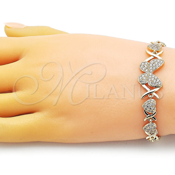 Gold Filled Bracelet — Fancy Bracelet Hugs and Kisses and Butterfly Design — alternate product view — SKU 153632 | Oro Laminado brazalete — elegante Bracelet Hugs and Kisses and Butterfly diseño — SKU 153632