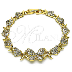 Gold Filled Bracelet — Fancy Bracelet Hugs and Kisses and Butterfly Design — main product view — SKU 153632 | Oro Laminado brazalete — elegante Bracelet Hugs and Kisses and Butterfly diseño — SKU 153632