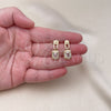 Oro Laminado Dangle Earring, Gold Filled Style with White Cubic Zirconia and White Micro Pave, Polished, Golden Finish, 02.283.0071.2