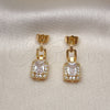 Oro Laminado Dangle Earring, Gold Filled Style with White Cubic Zirconia and White Micro Pave, Polished, Golden Finish, 02.283.0071.2