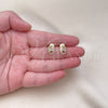 Gold Filled Ring — Stud Earring Puff Mariner Design with White Micro — alternate product view — SKU 153640 | Oro Laminado anillo — Stud Earring Puff Mariner diseño with blanco Micro — SKU 153640