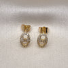 Gold Filled Ring — Stud Earring Puff Mariner Design with White Micro — alternate product view — SKU 153640 | Oro Laminado anillo — Stud Earring Puff Mariner diseño with blanco Micro — SKU 153640